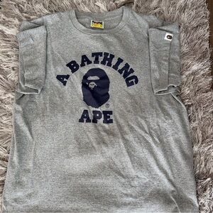 A Bathing Ape Gray Logo Short Sleeve Tee